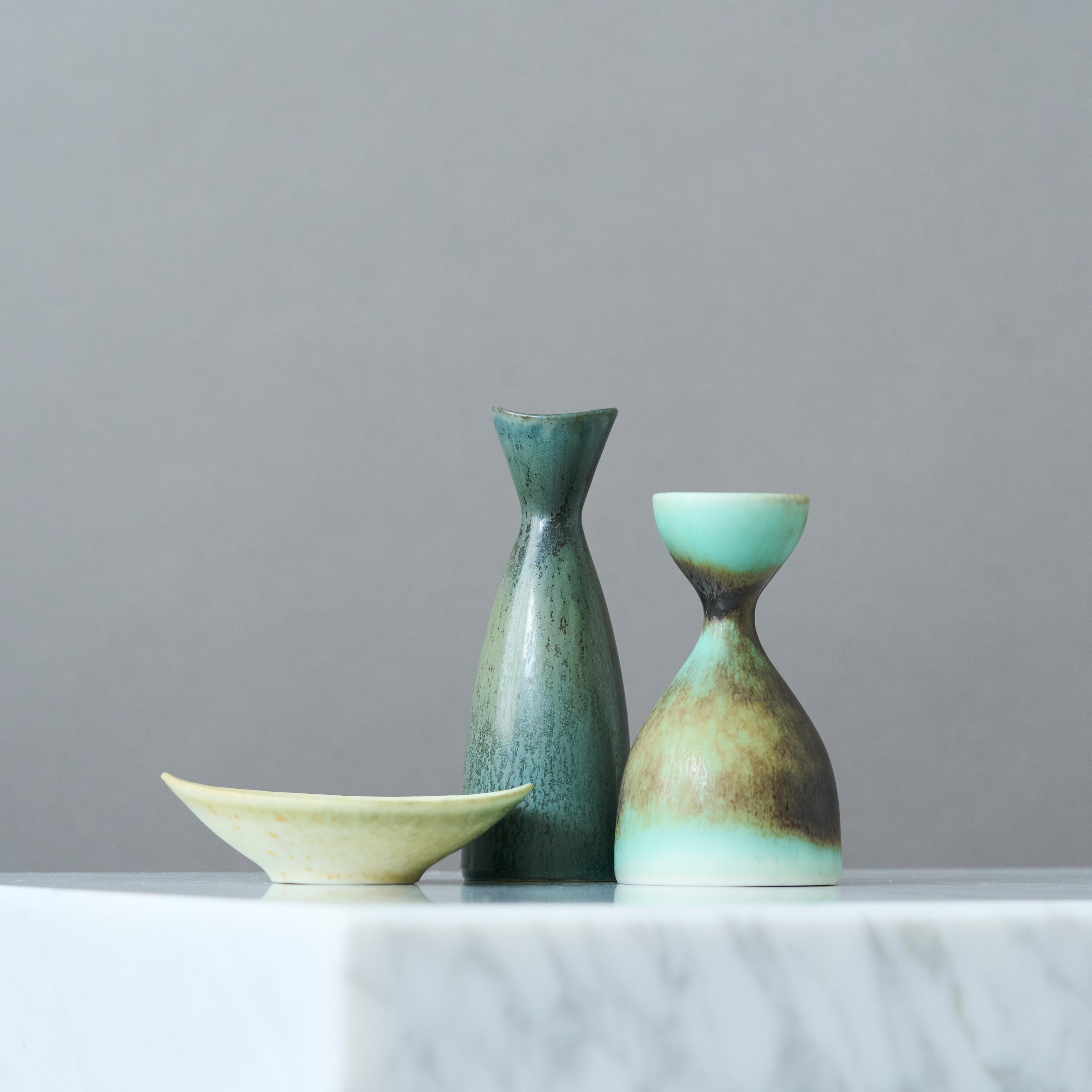 Set of 3 Stoneware Miniatures by Carl-Harry Stålhane, Rörstrand, Sweden, 1950s For Sale 1