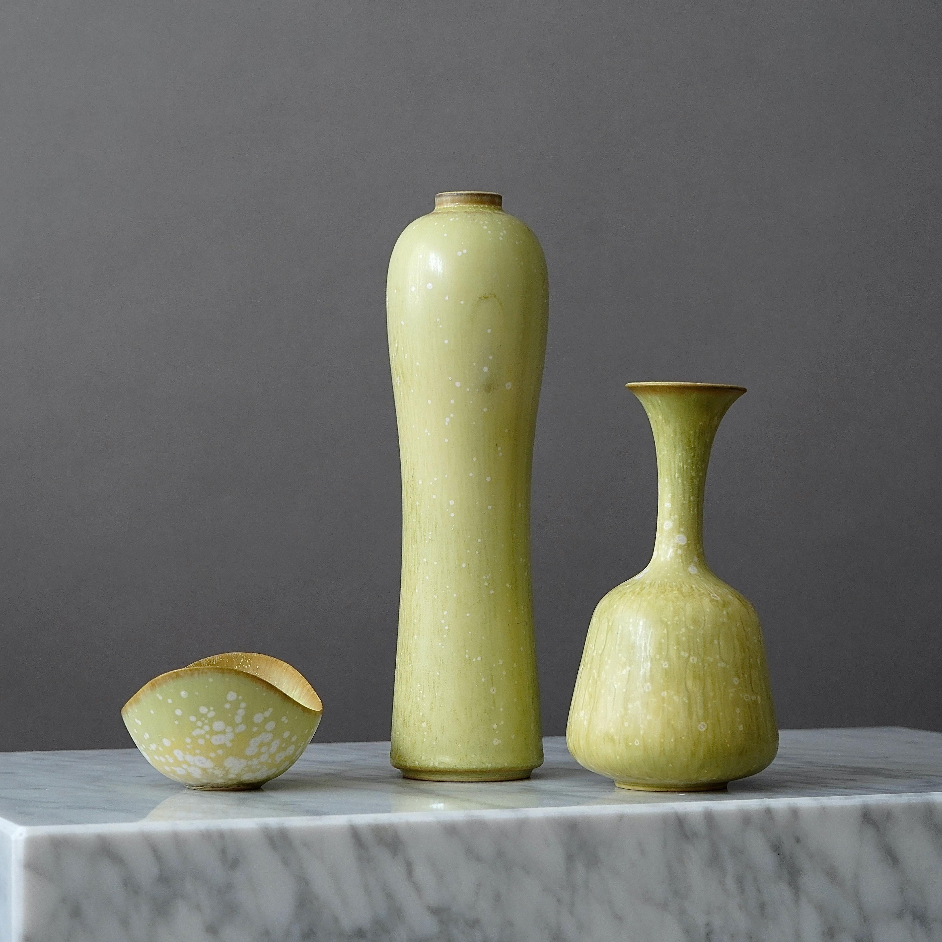 Set of 3 Stoneware Vases by Gunnar Nylund for Rorstrand, Sweden, 1950s In Good Condition For Sale In Malmö, SE
