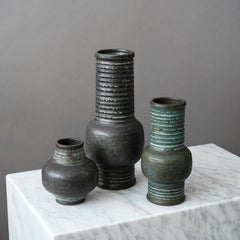 Set of 3 Stoneware Vases by Gunnar Nylund for Rorstrand, Sweden, 1960s
