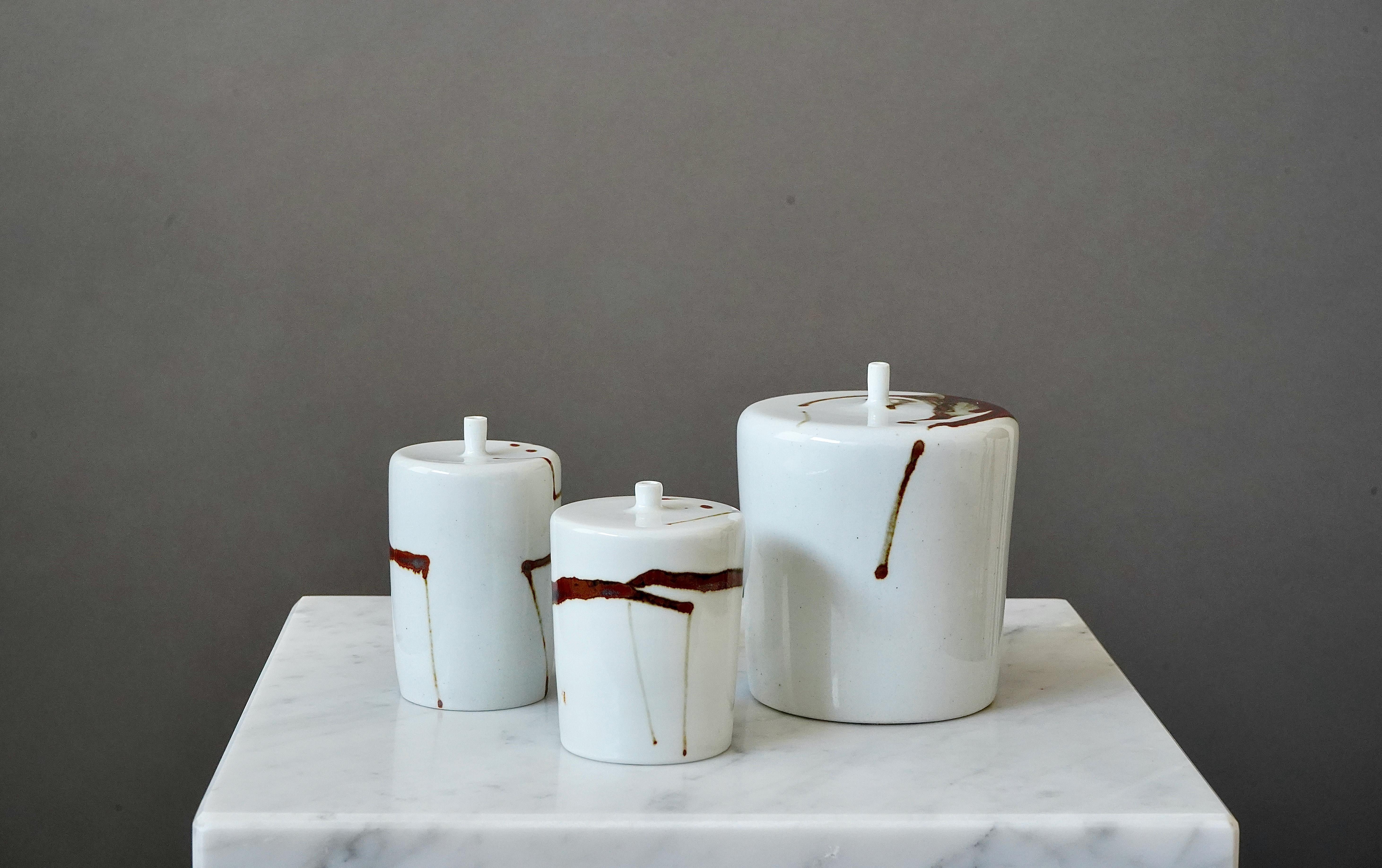 Set of 3 Stoneware Vases by Swedish Ceramist Claes Thell In Excellent Condition For Sale In Malmö, SE