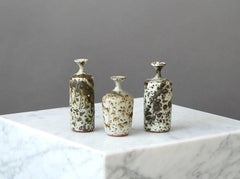 Set of 3 Miniature Stoneware Vases by Swedish Ceramist Rolf Palm, 1973