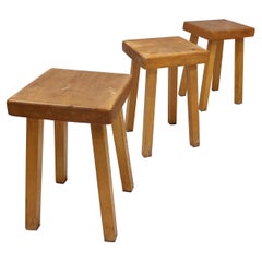 Set of 3 Stools by Charlotte Perriand for Les Arcs 1800