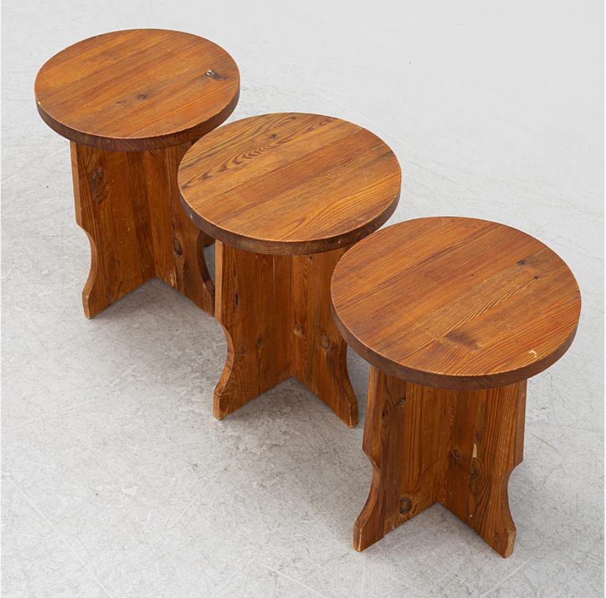 Scandinavian Modern Set of 3 stools in style of Axel Einar Hjorth