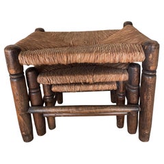 Set of 3 straw stools