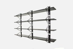 Satz von 3 Strebenregalen von Souda, 52 Zoll, schwarze Halterungen und Regale, auf Lager