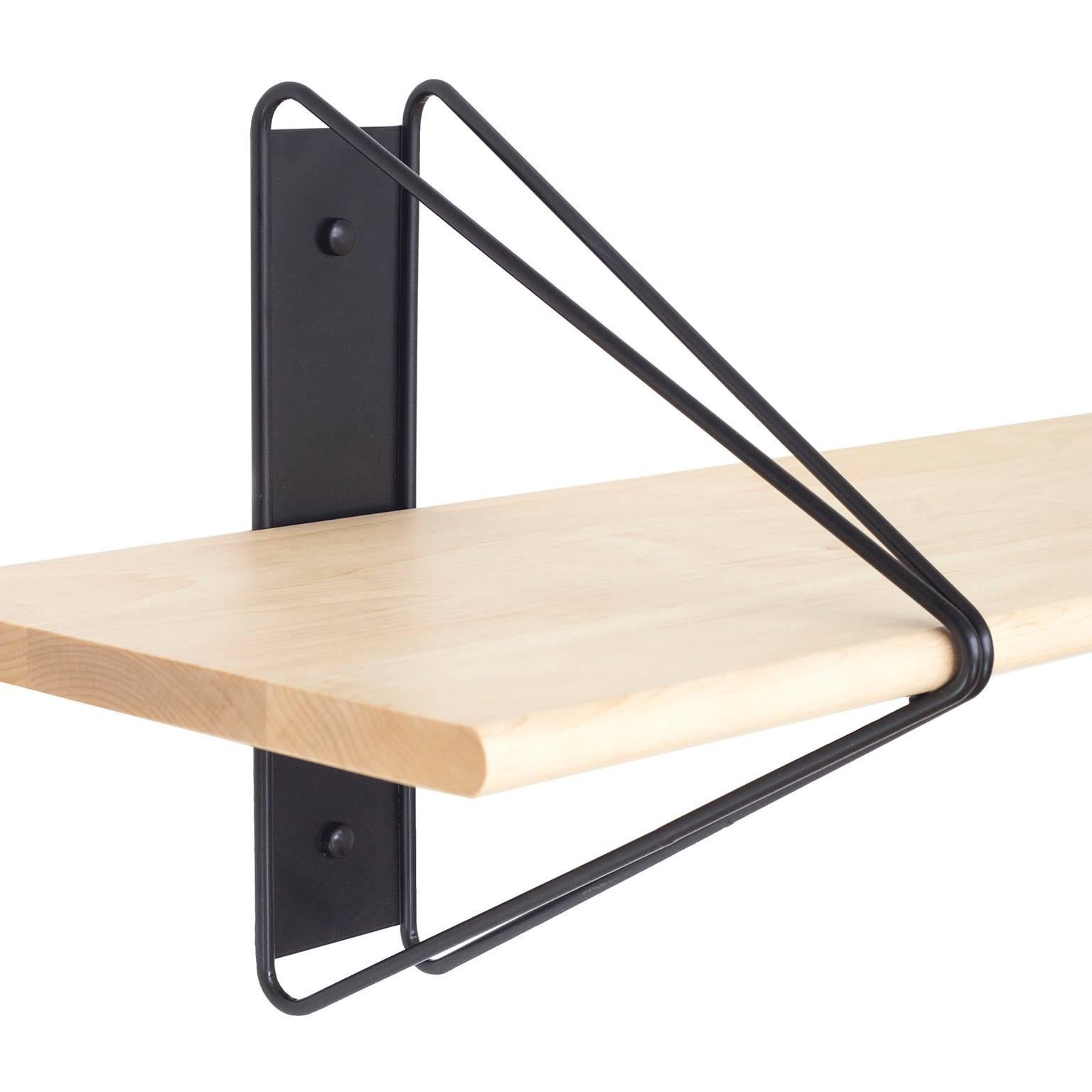 Modern Set of 3 Strut Shelves from Souda, 84in, Black and Maple, Made to Order For Sale