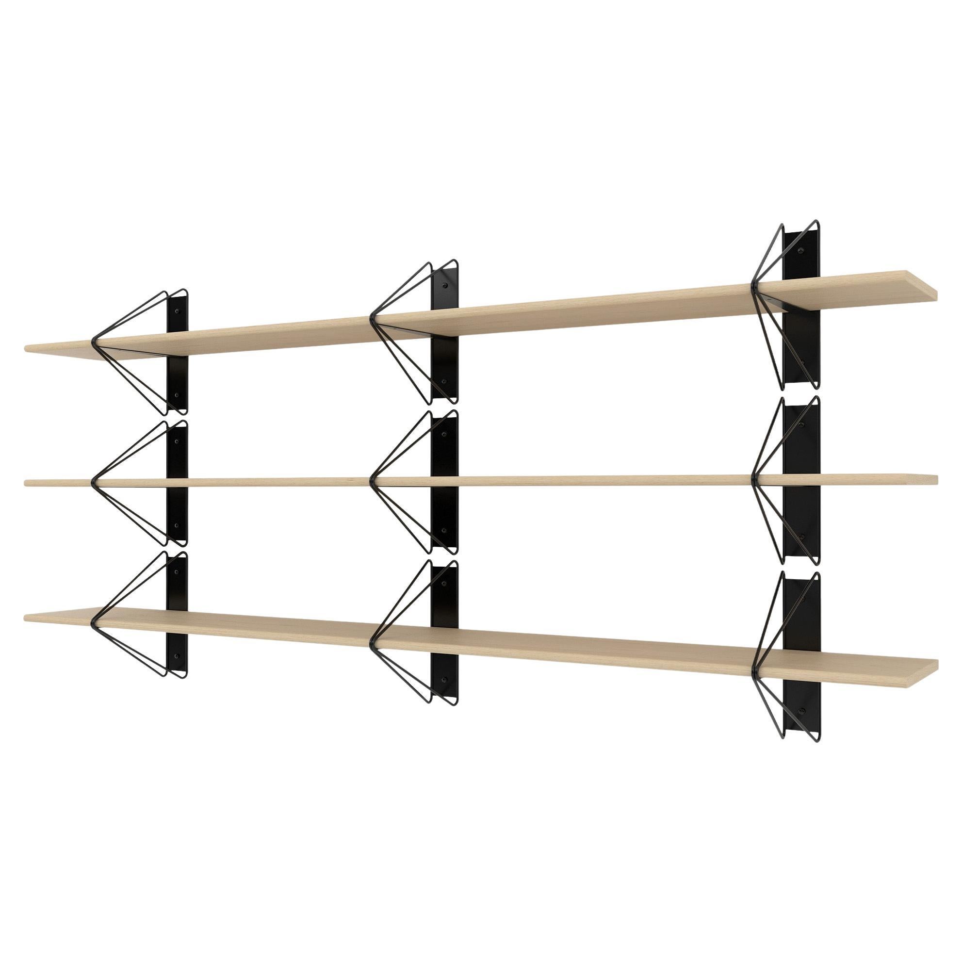 Set of 3 Strut Shelves from Souda, 84in, Black and Maple, Made to Order For Sale