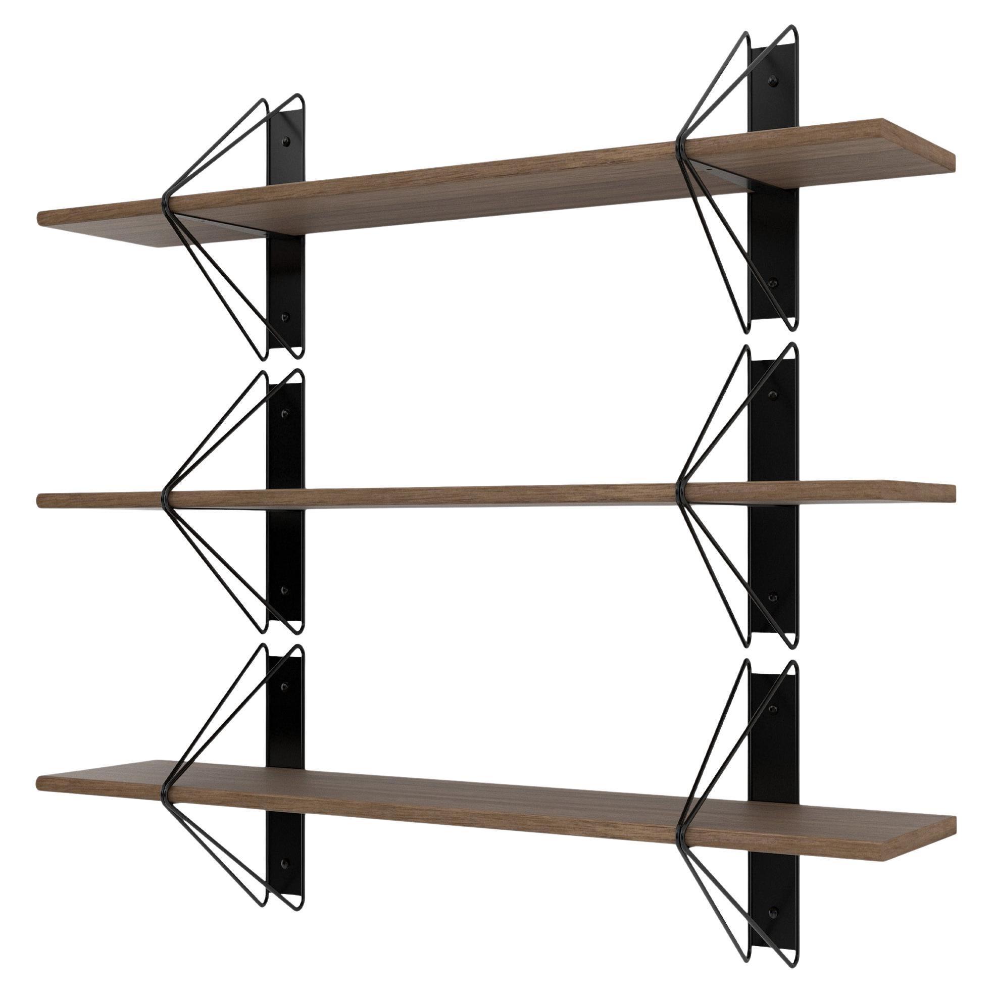 Set of 3 Strut Shelves from Souda, 52in, Black and Walnut, Made to Order For Sale