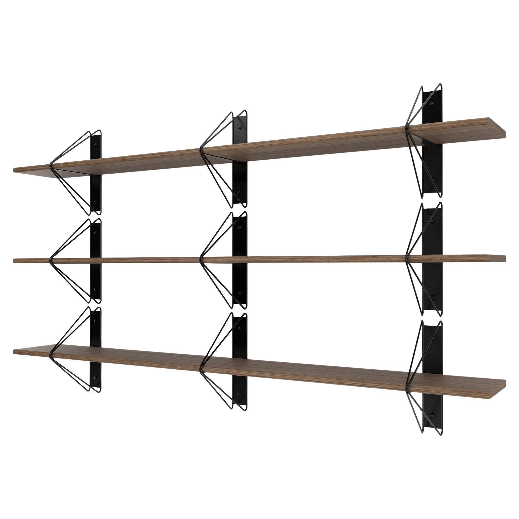 Set of 3 Strut Shelves from Souda, 84in, Black and Walnut, Made to Order For Sale