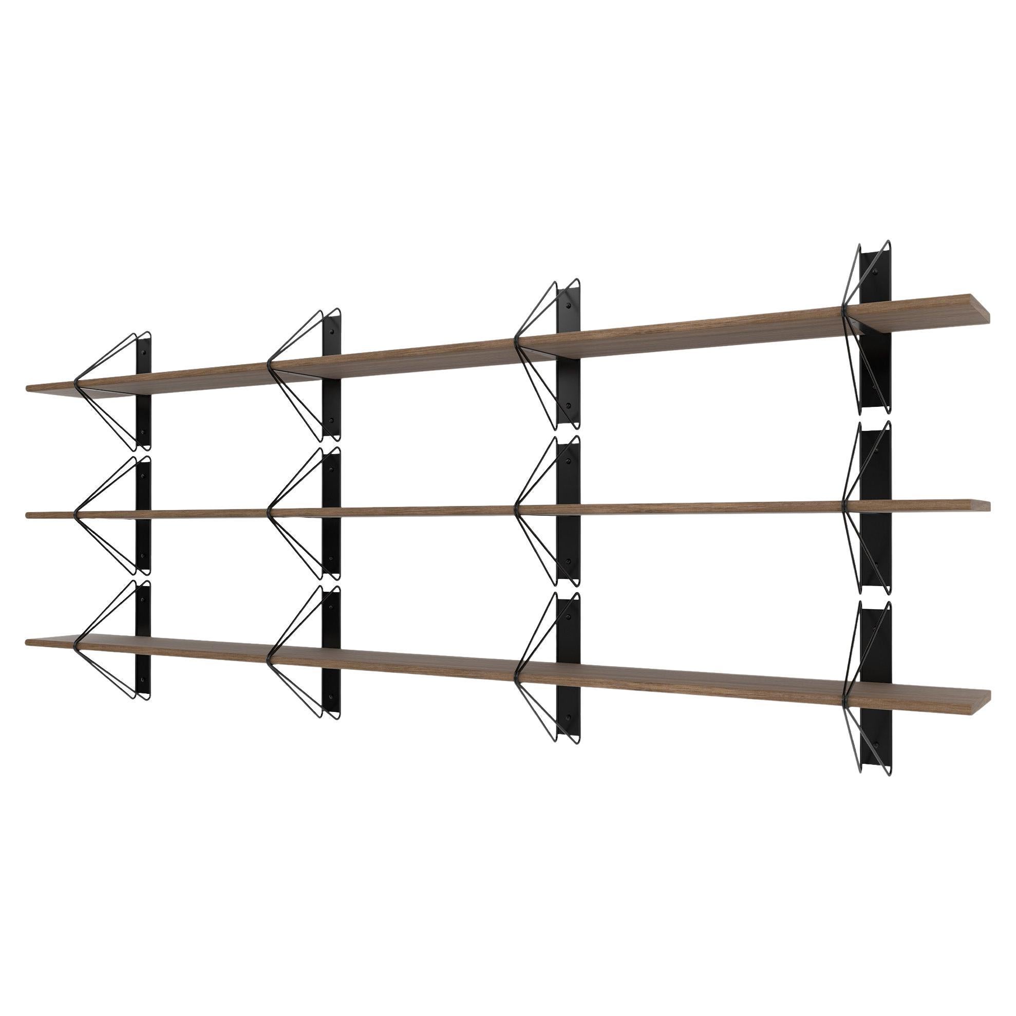 Set of 3 Strut Shelves from Souda, 116in, Black and Walnut, Made to Order For Sale