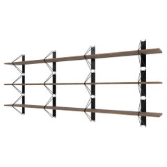 Set of 3 Strut Shelves from Souda, 116in, Black and Walnut, Made to Order