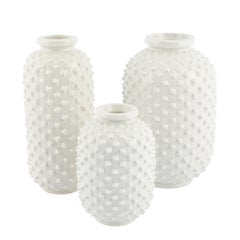 Set of 3 Studded White Vases by Gunnar Nylund for Rörstrand, circa 1950s