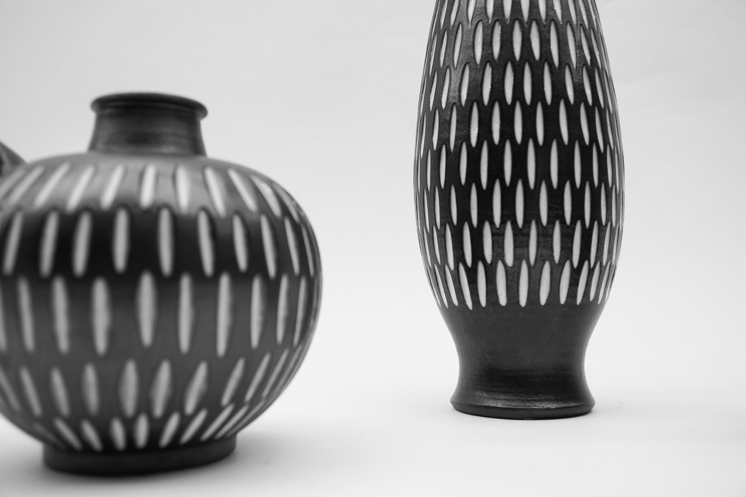 Mid-20th Century Set of 3 Studio Ceramic Vases by Wilhelm & Elly Kuch, 1960s, Germany For Sale
