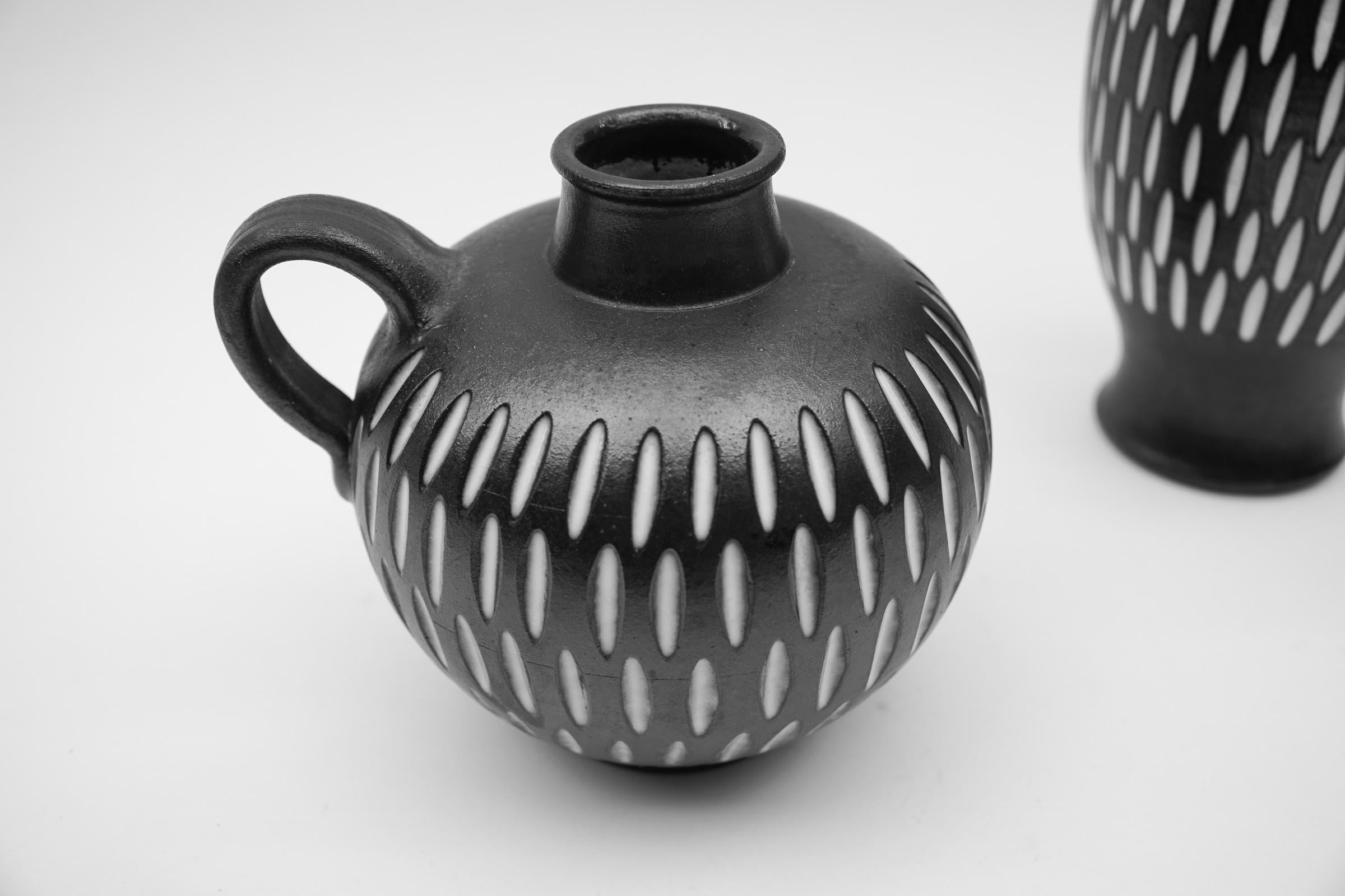 Set of 3 Studio Ceramic Vases by Wilhelm & Elly Kuch, 1960s, Germany For Sale 4