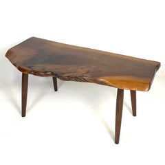 Set of 3 Studio Craft Walnut Live Edge Roy Sheldon Tables Rare and Signed