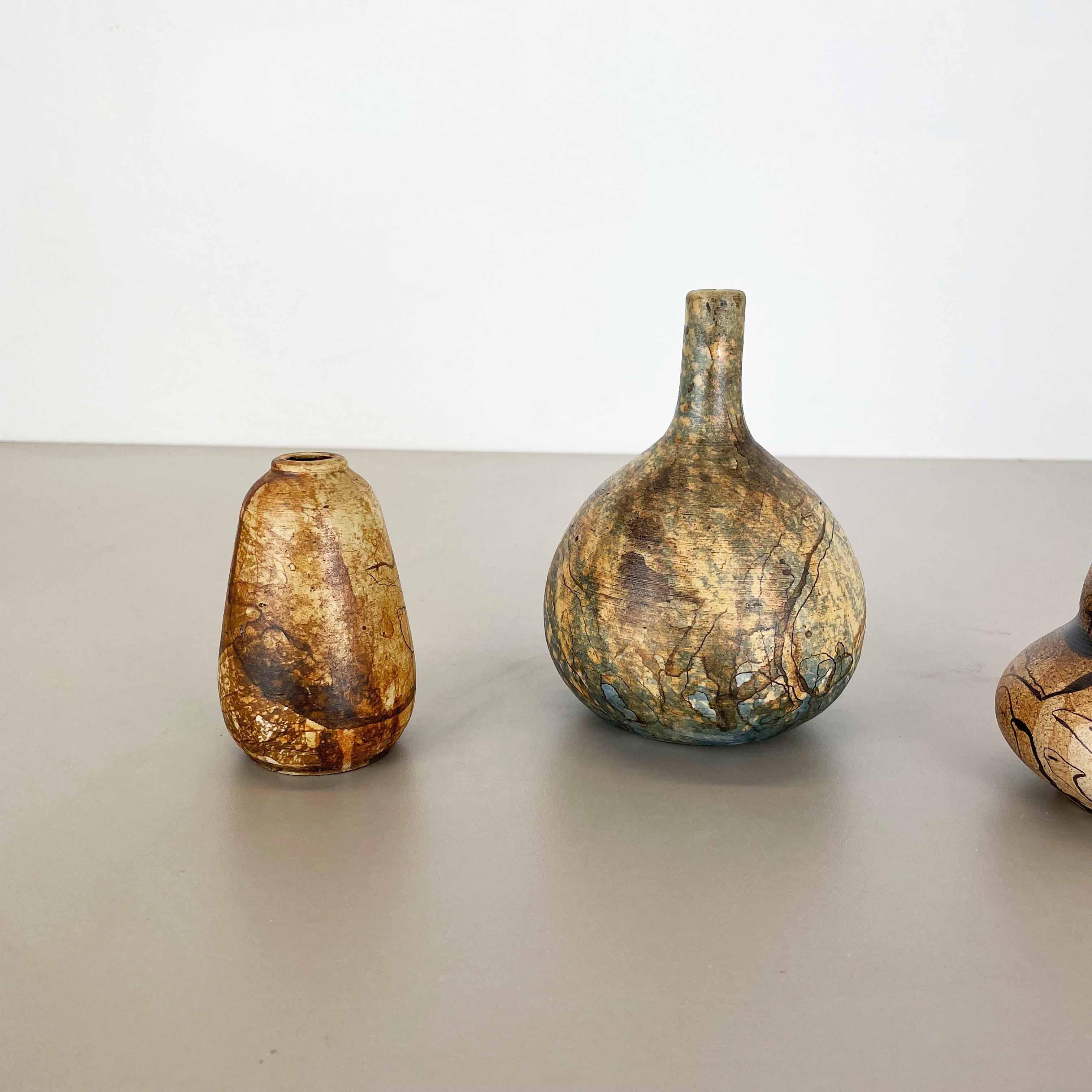 Mid-Century Modern Set of 3 Studio Pottery Sculptural Objects Gerhard Liebenthron, Germany, 1970s For Sale