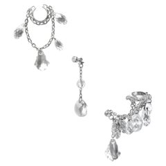 Set of 3 Stunn Earrings in Sterling Silver, Zirconia & Glass Crystals by O Sh