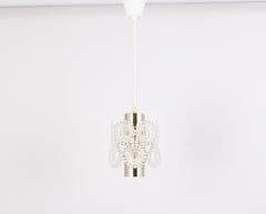 Lot de 2 étonnantes petites lampes suspendues spoutnik en chrome à motif floral, Allemagne, années 1960