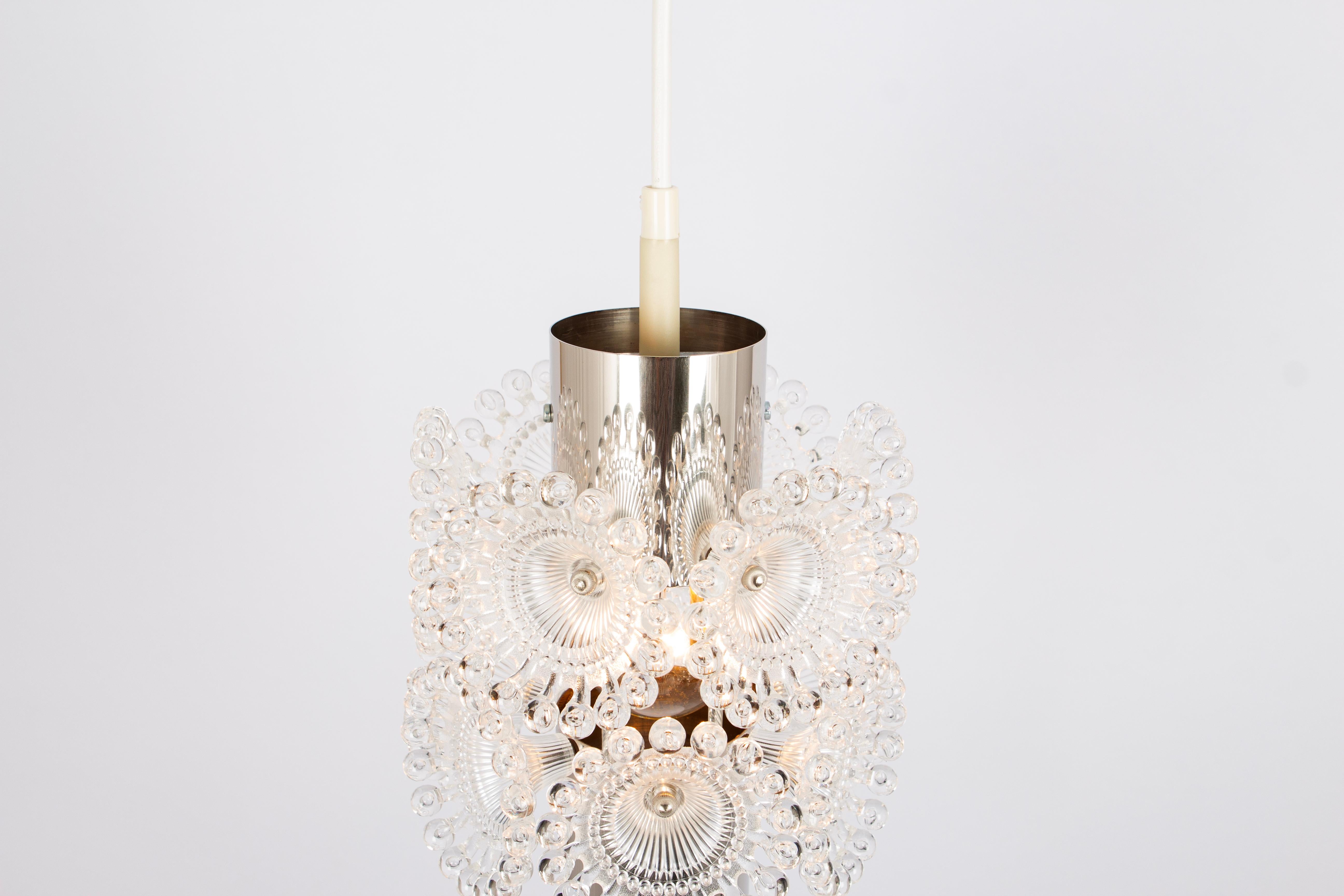 Mid-Century Modern Set of 2 Stunning Petite Floral Chrome Sputnik Pendant lights, Germany, 1960s