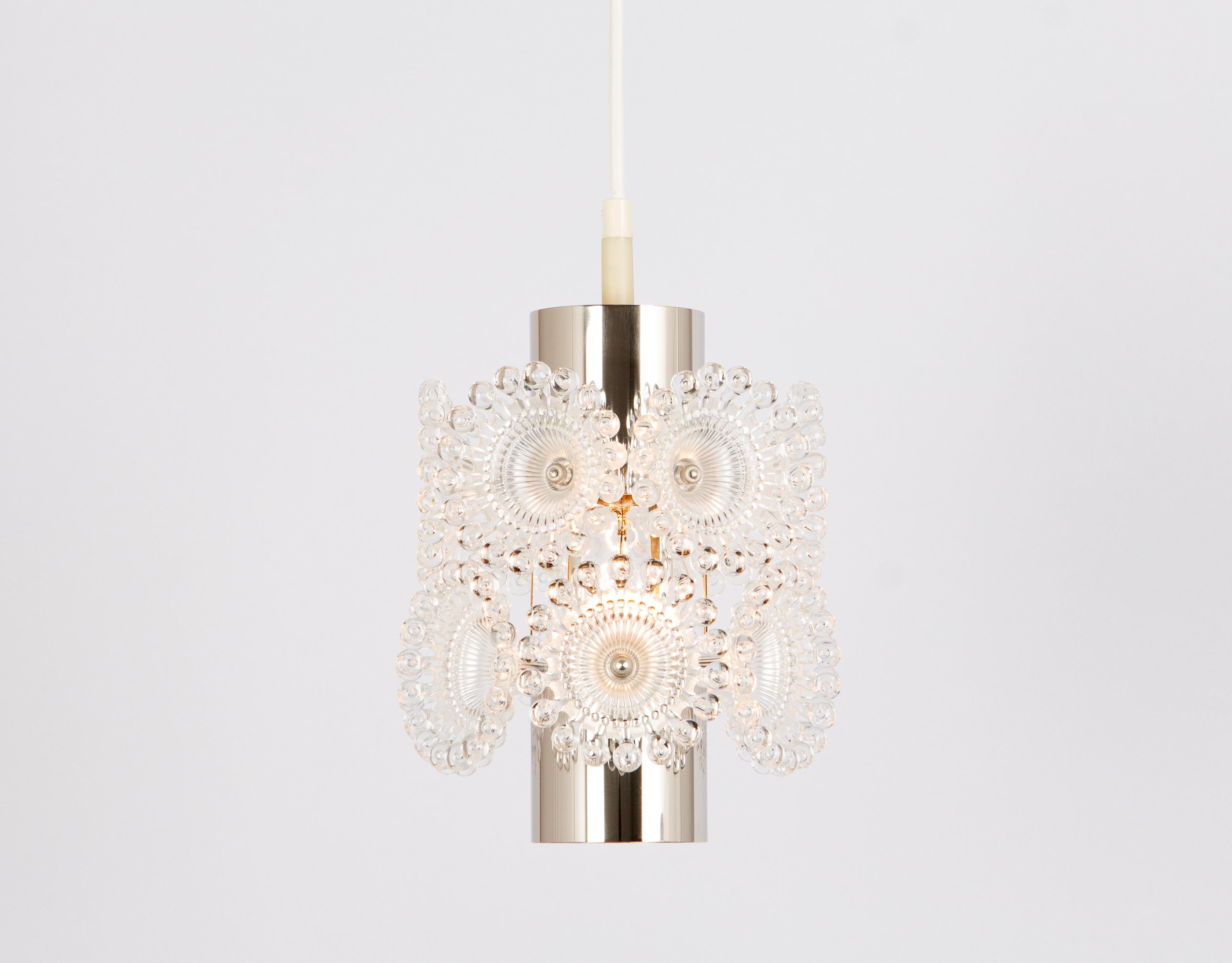 Set of 2 Stunning Petite Floral Chrome Sputnik Pendant lights, Germany, 1960s 1