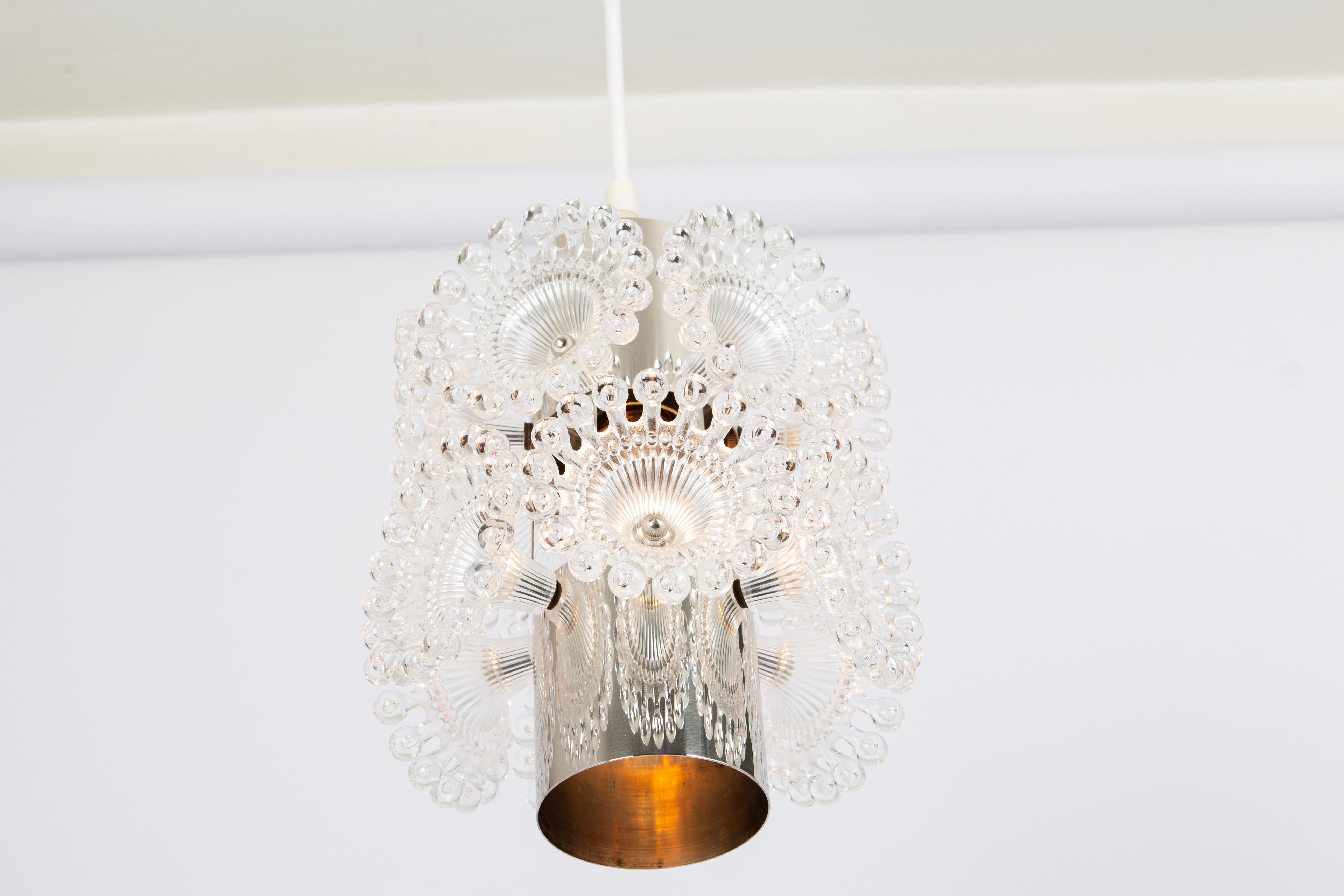 Set of 2 Stunning Petite Floral Chrome Sputnik Pendant lights, Germany, 1960s 2