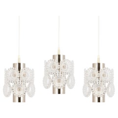Set of 2 Stunning Petite Floral Chrome Sputnik Pendant lights, Germany, 1960s