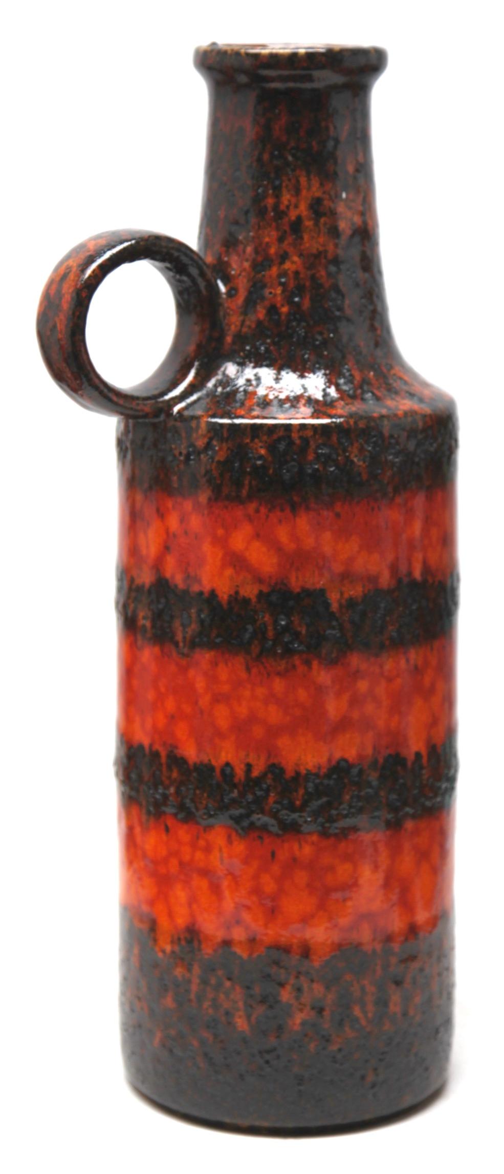 Allemand Vase vintage Scheurich Sundown, poignée tourbillonnée, Allemagne de l'Ouest, années 1960 en vente
