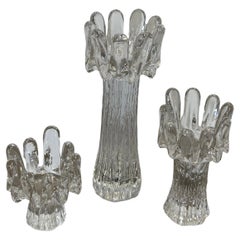 3 kerzenständer aus schwedischem kristall von Göran Wärff für Kosta Boda