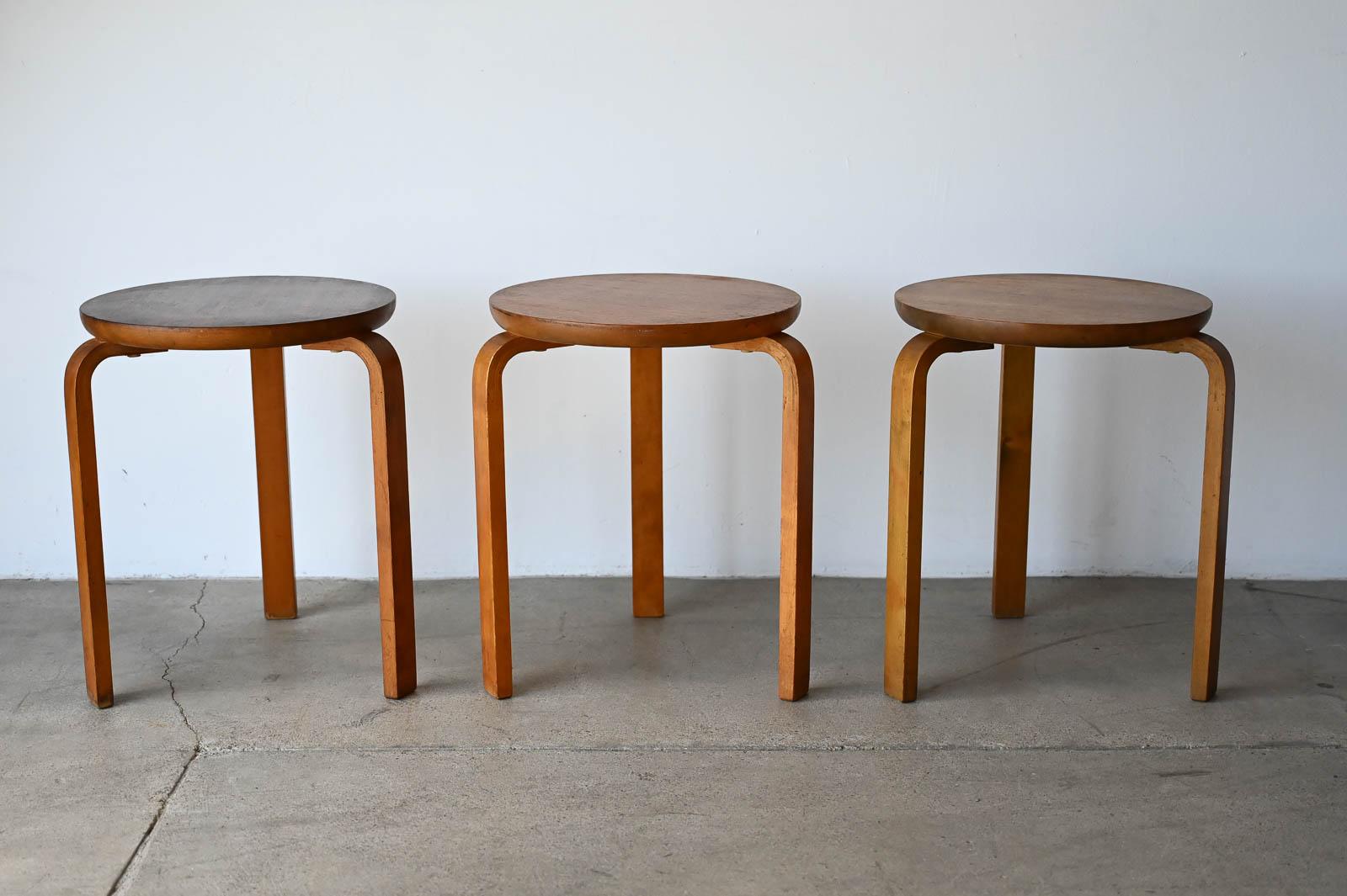 Scandinavian Modern Swedish Dot Stools in the style of Alvar Aalto, ca. 1950