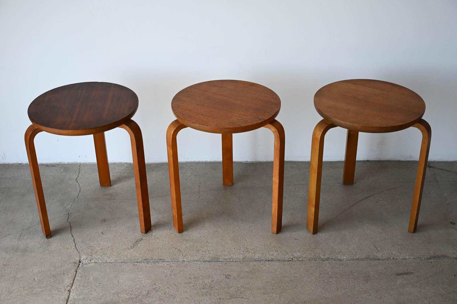 Swedish Dot Stools in the style of Alvar Aalto, ca. 1950 In Good Condition In Costa Mesa, CA