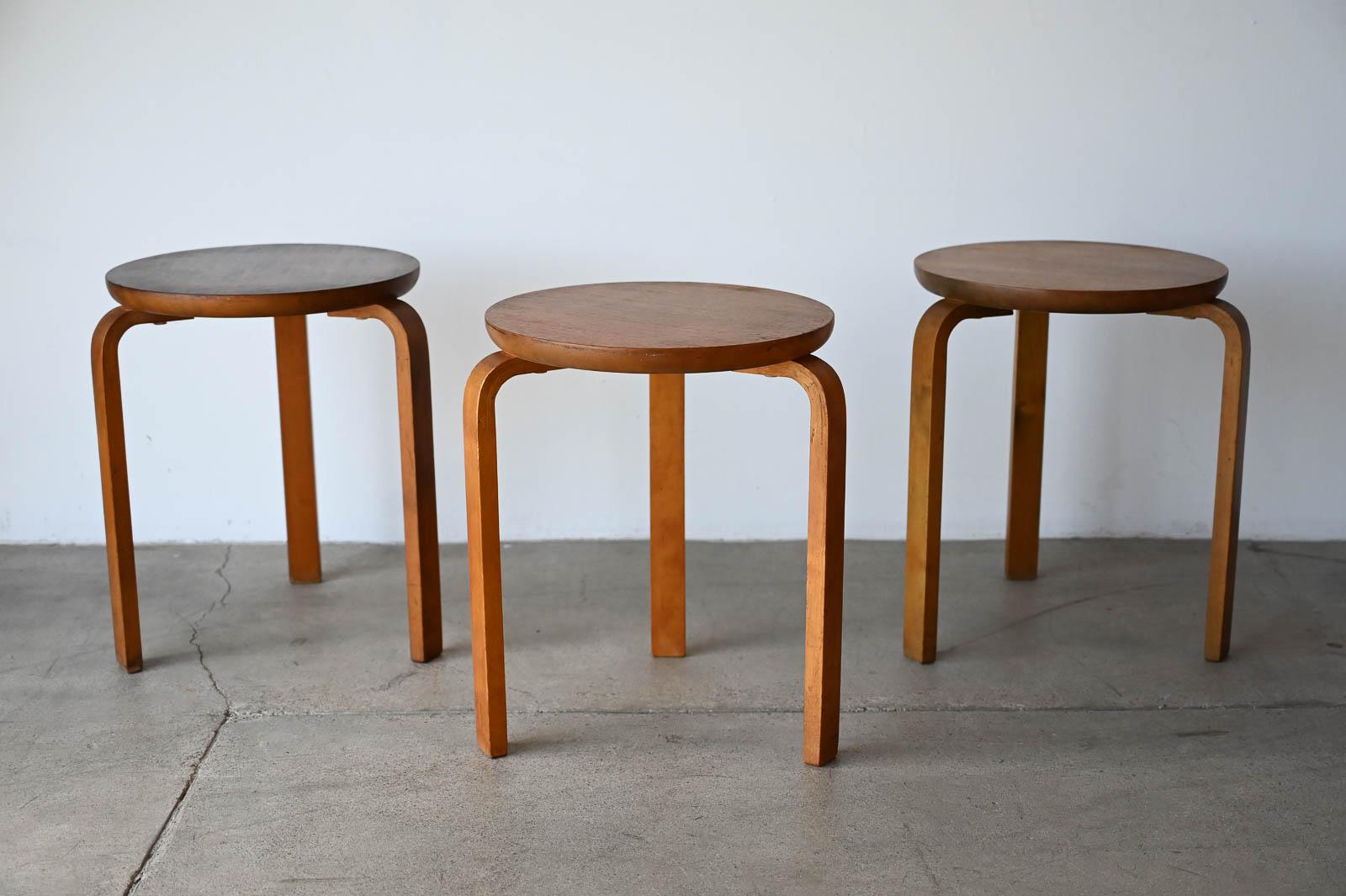 Birch Swedish Dot Stools in the style of Alvar Aalto, ca. 1950