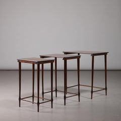 Set of 3 Swedish Modern Nesting Tables in Birch, 1940s