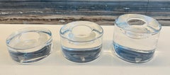 Set of 3 Swedish Orrefors "Puck" Crystal Votive Candle Holders by Lena Bergström