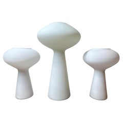 Set of 3 Table Lamps in Frosted Glass by Lisa Johansson Pape, Italy, c. 1970s