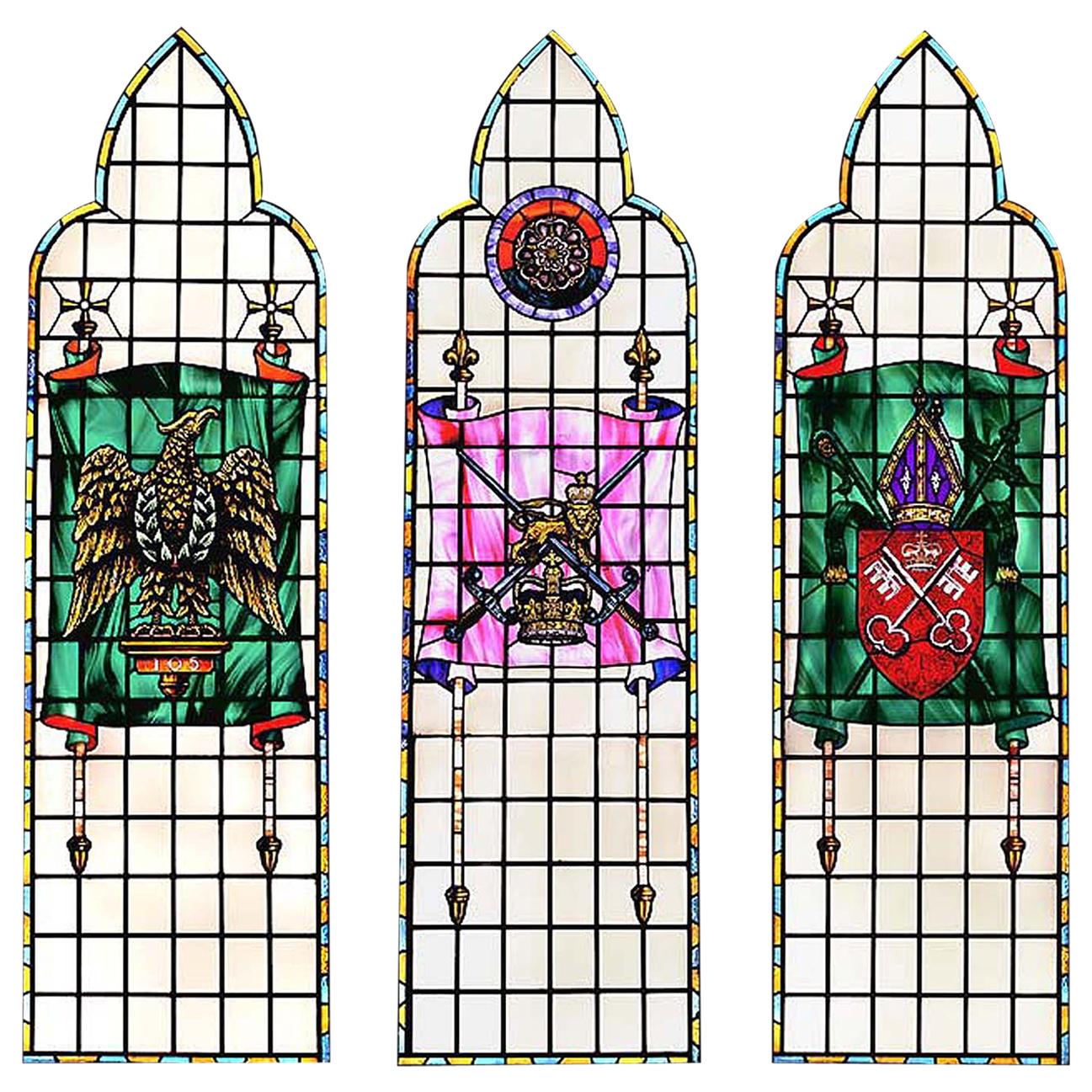 Set of 3 Tall Stained Glass Windows