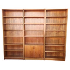 Set of 3 Tall Teak Mid-Century Danish Modern Bookshelves Bookcases