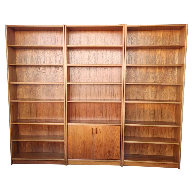 Set of 3 Tall Teak MidCentury Danish Modern Bookshelves Bookcases For