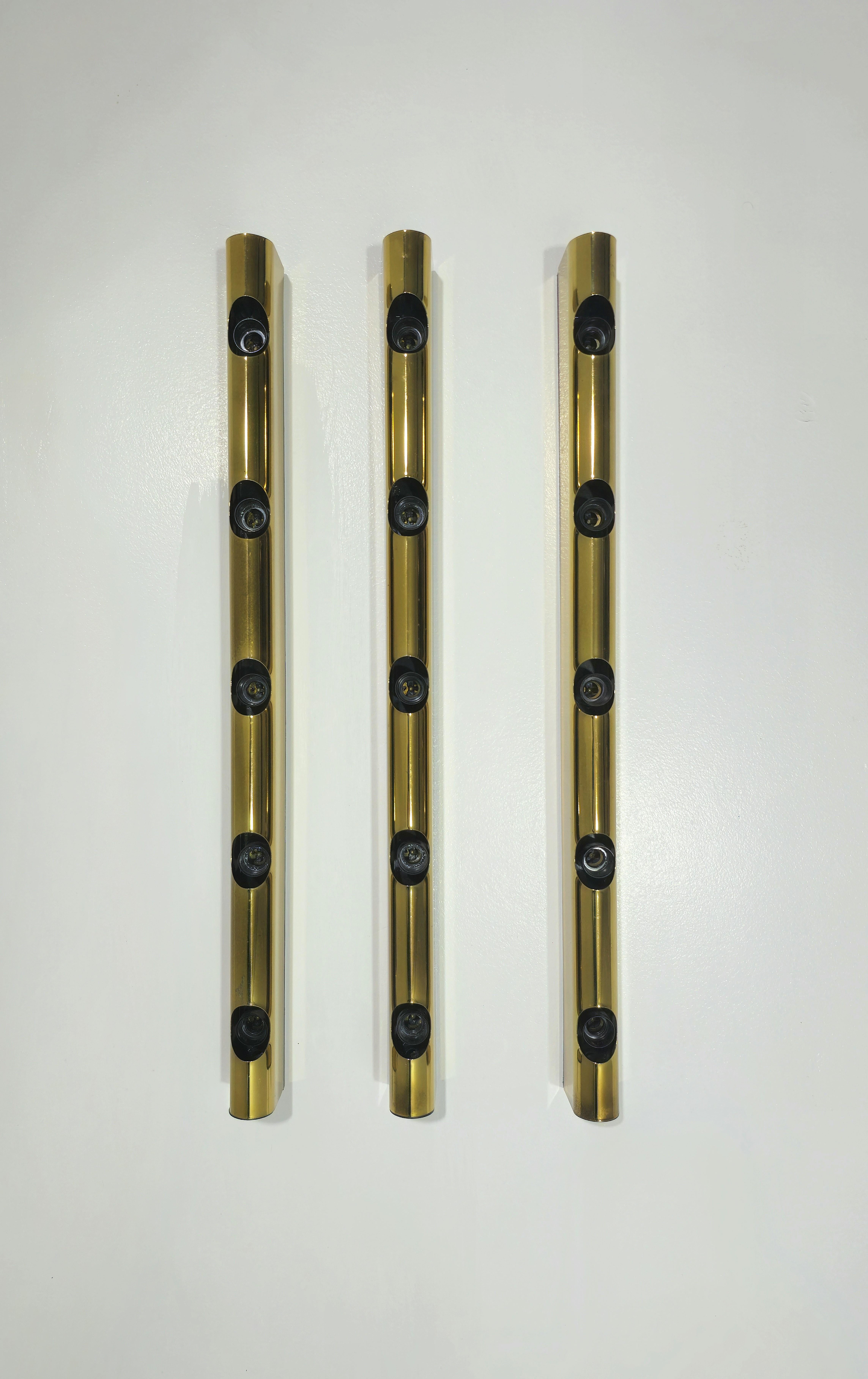Set di 3 lampade da parete Targetti Sankey in alluminio design anni '70 Mid-Century Modern in vendita 1