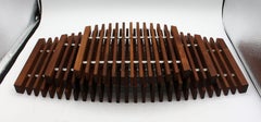 Set of 3 Teak & Aluminum Fishbone Trivets, Mid Century Modern, Danish