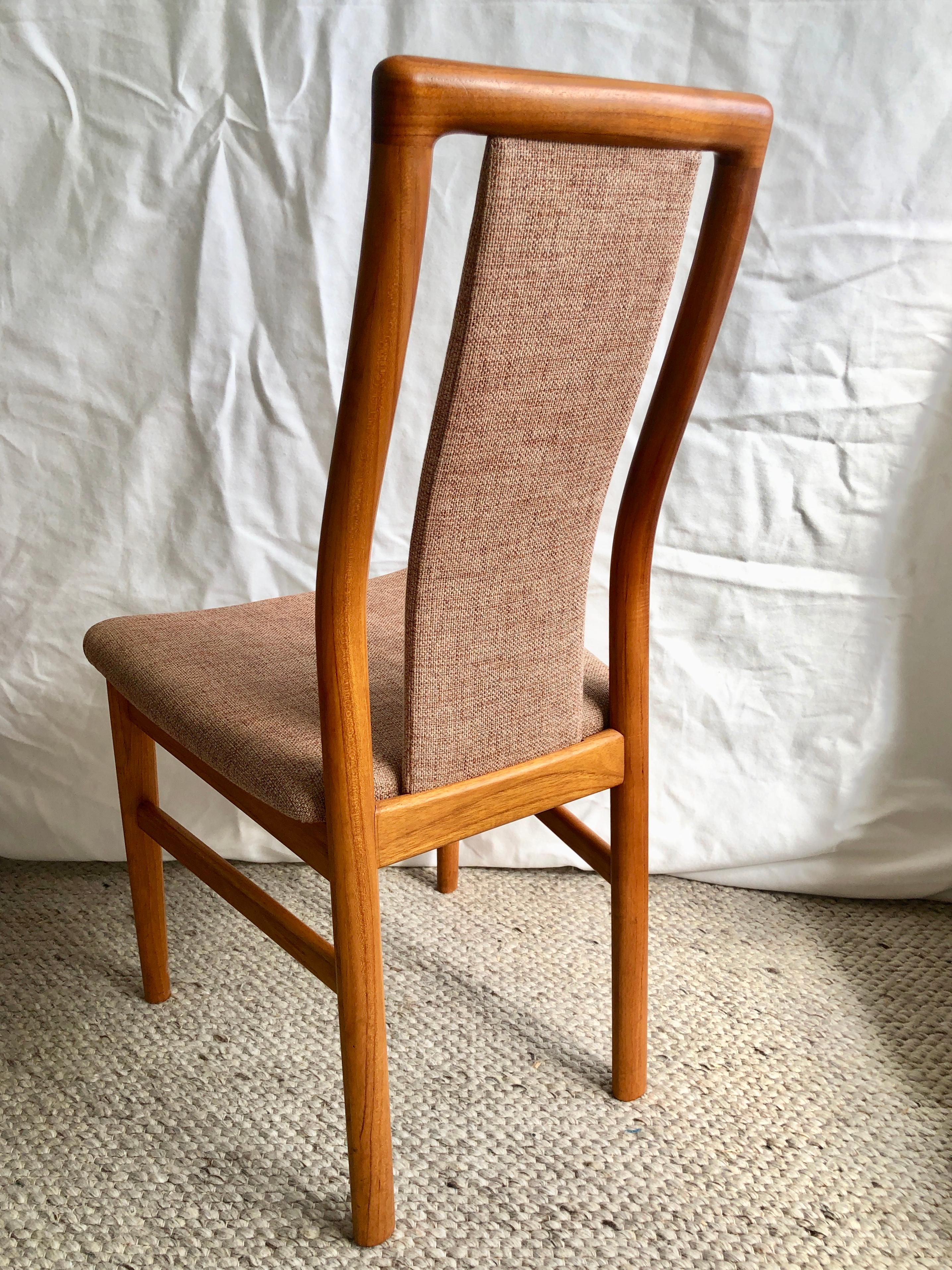 Hand-Crafted Set of 3 Teak Dining Chairs by Kai Kristiansen Schou Andersen, Denmark, 1970s For Sale