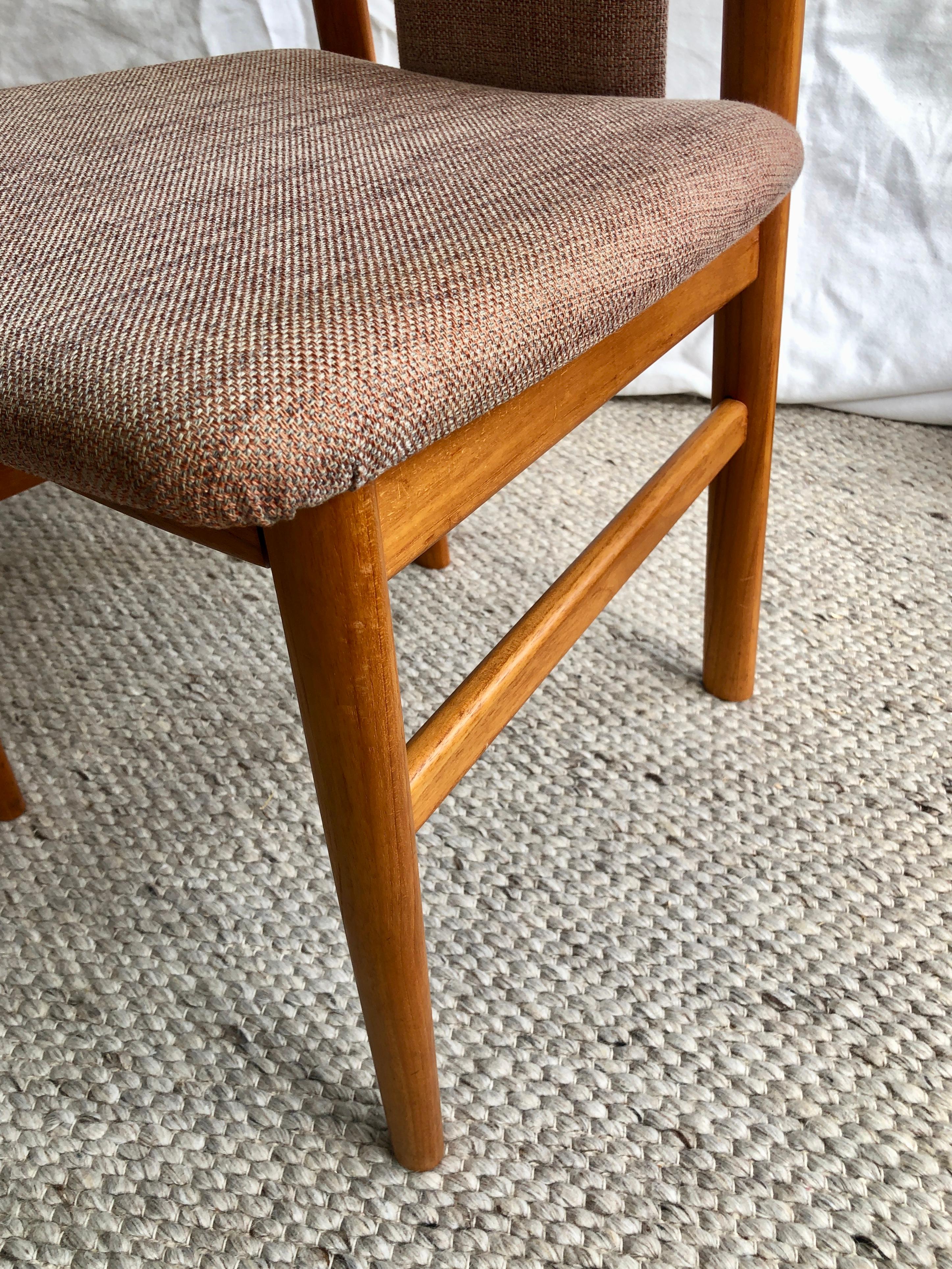 20th Century Set of 3 Teak Dining Chairs by Kai Kristiansen Schou Andersen, Denmark, 1970s For Sale