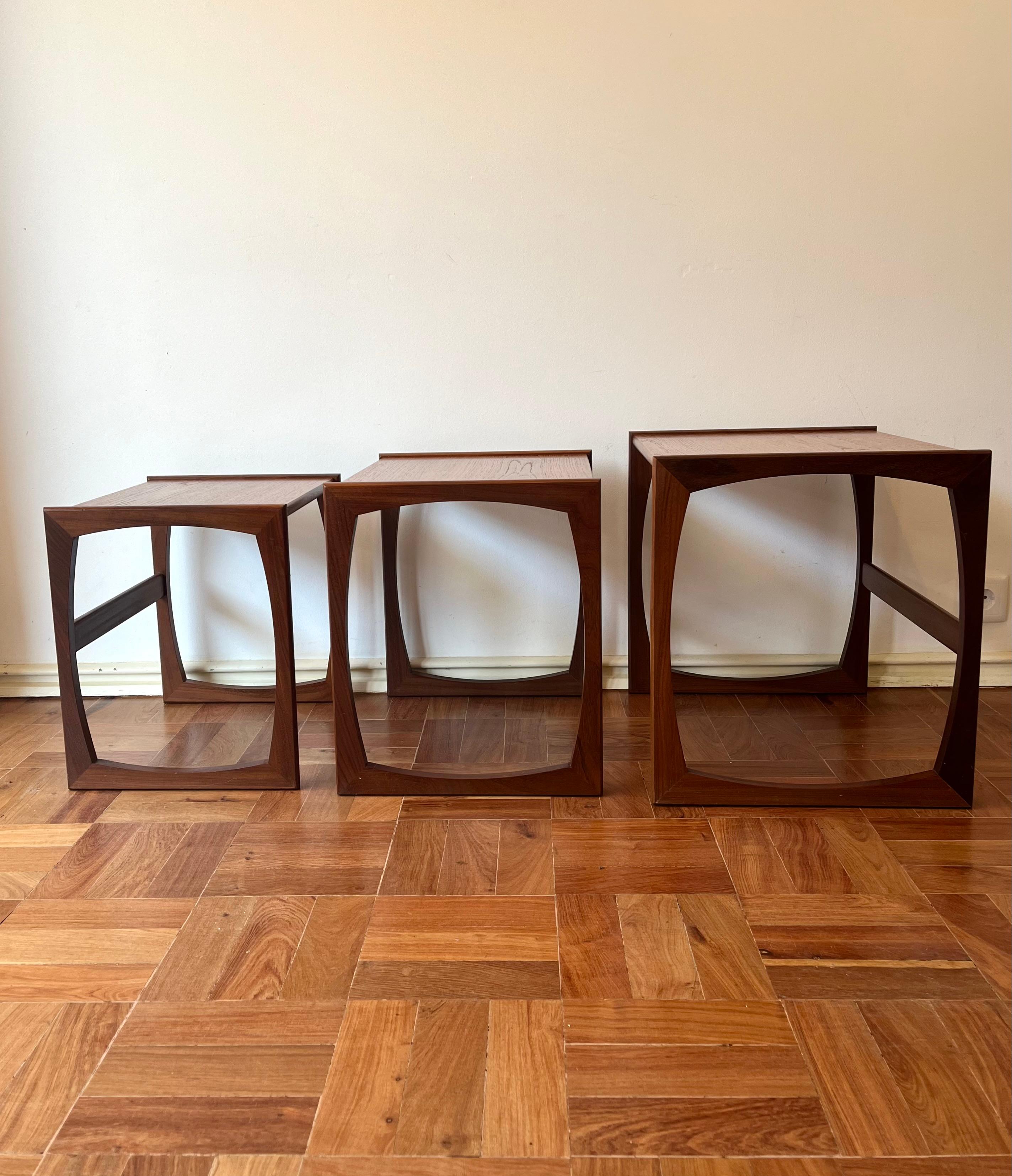 Mid-Century Modern set of 3 teak nesting table, G-Plan, 1960s For Sale