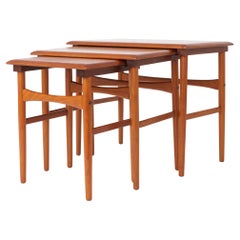 Set of 3 Teak Nesting Tables – 1970s Danish Mid-Century Modern Design, Vintage