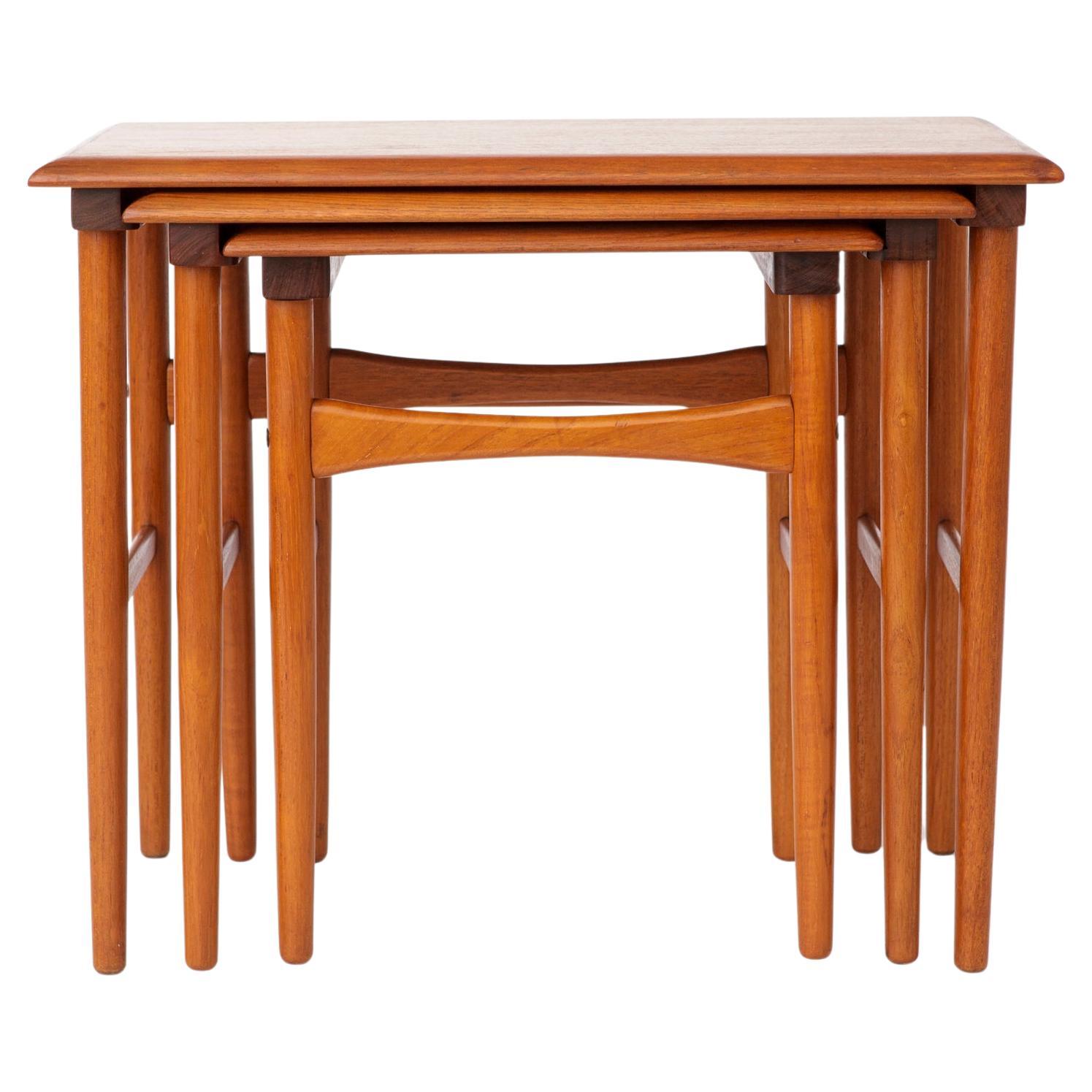 Set of 3 Teak Nesting Tables – 1970s Danish Mid-Century Modern Design, Vintage