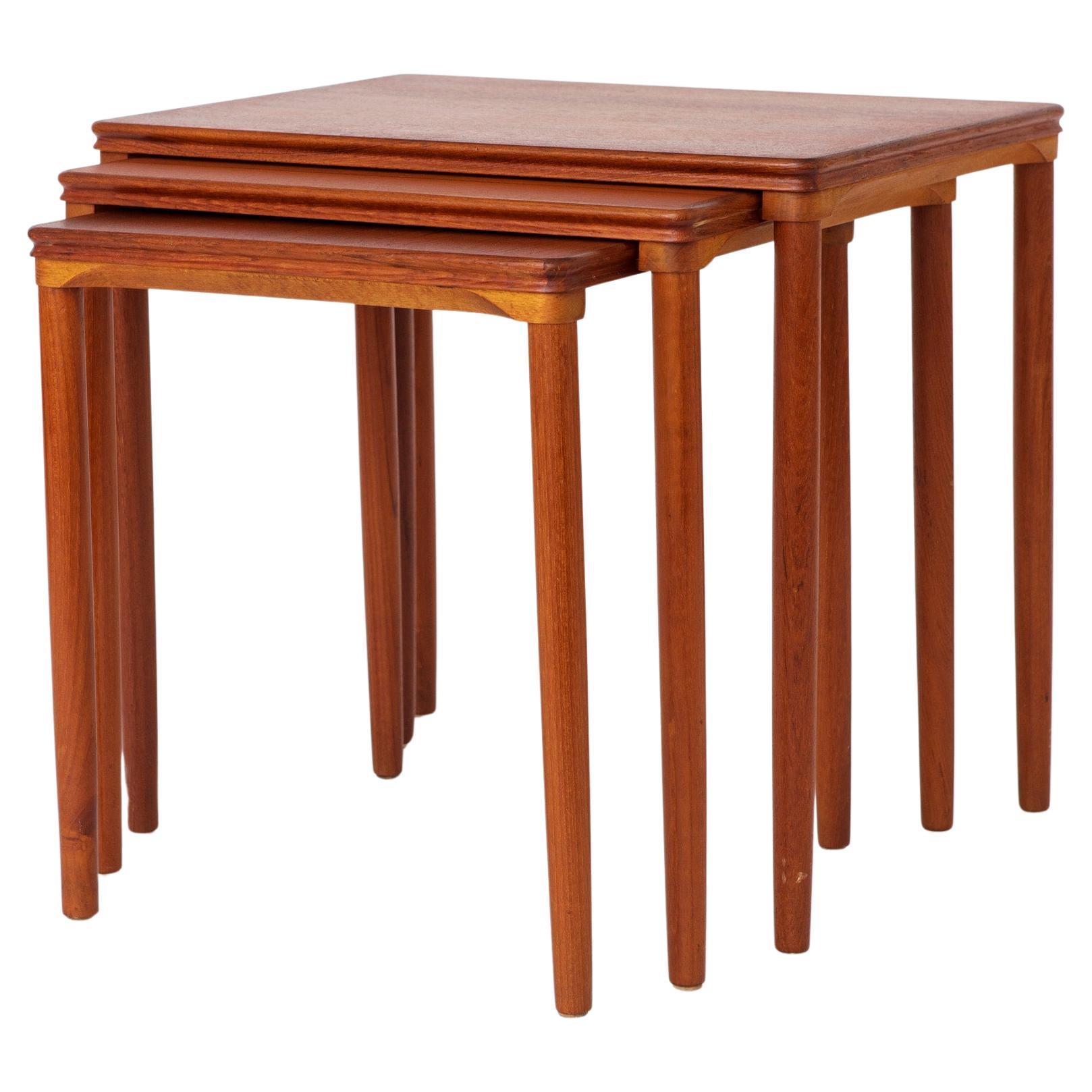Set of 3 Teak Nesting Tables – 1970s Danish Mid-Century Modern Design, Vintage