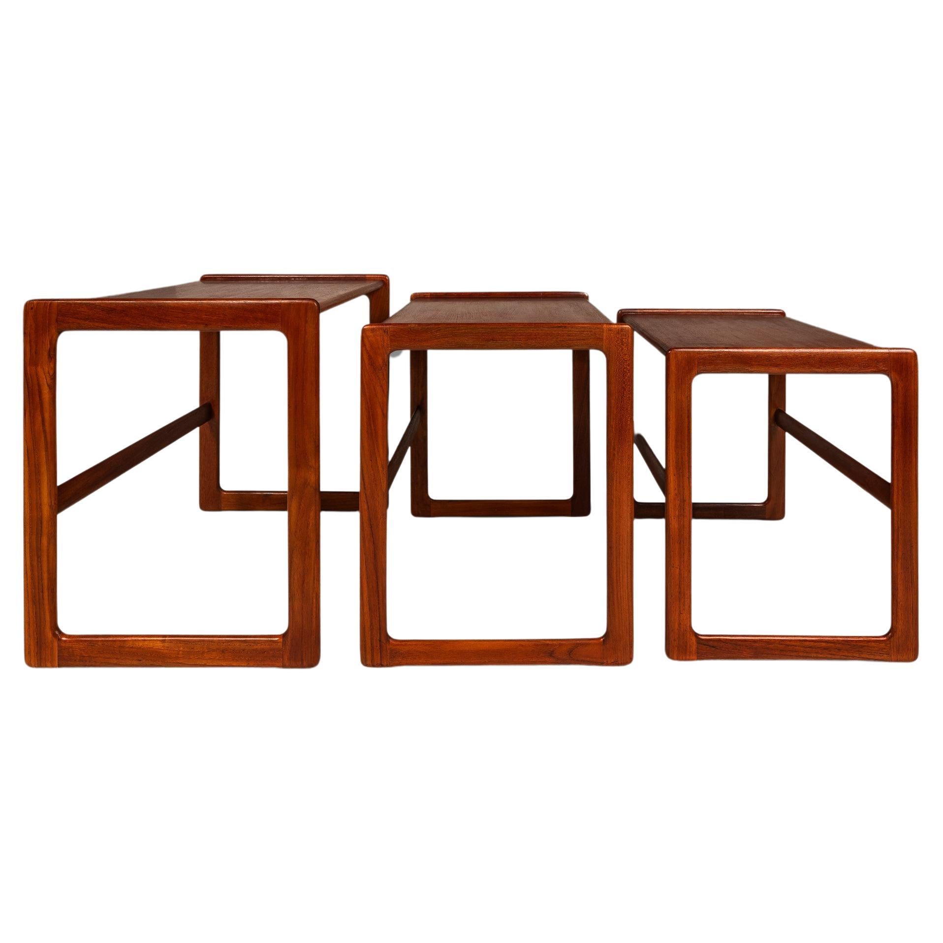 Set of 3 Teak Nesting Tables by Arne Hovmand-Olsen, Mogens Kold, Denmark, 1960s