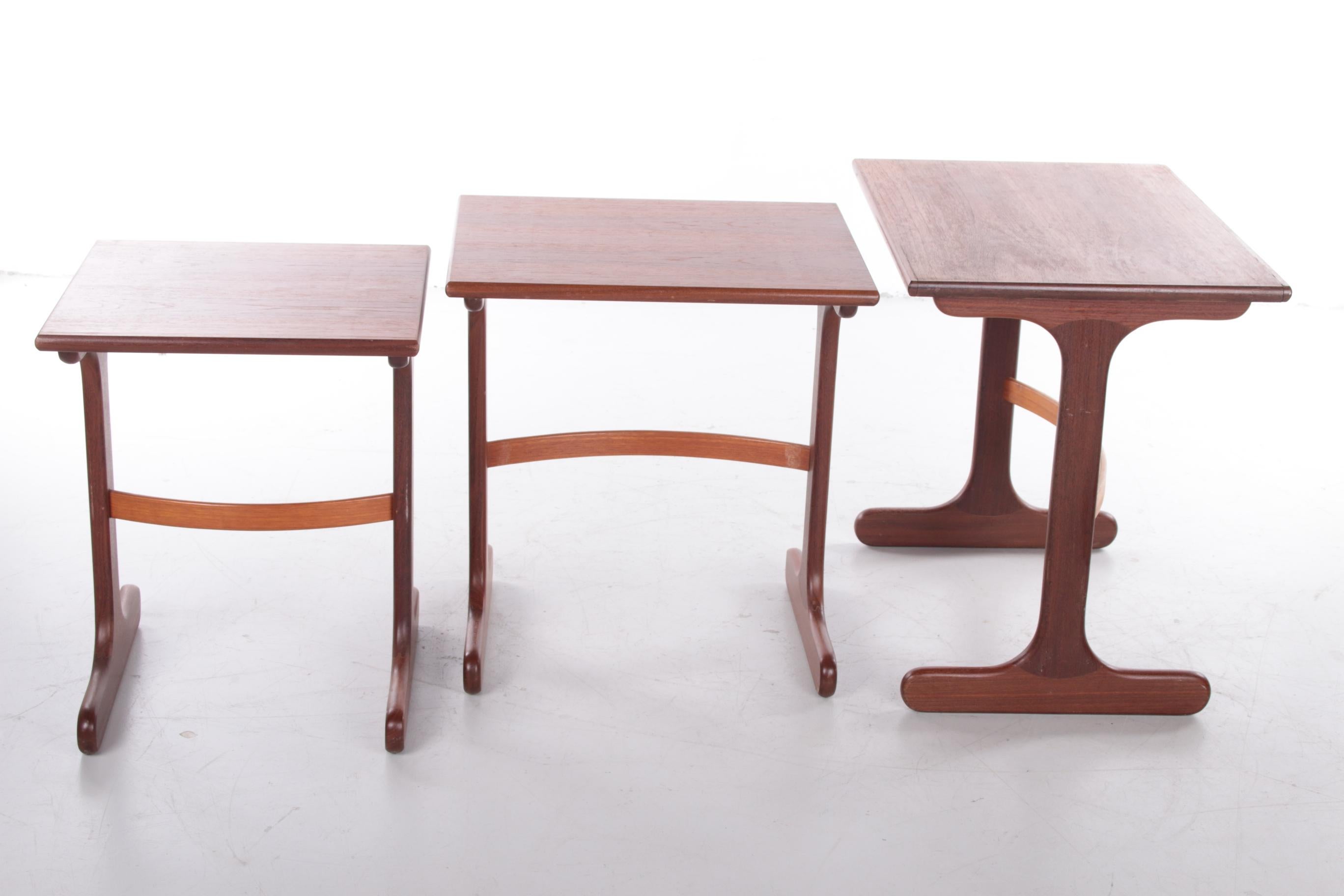 British Teak Wood Side Tables for G-plan, 1960s Set of 3 