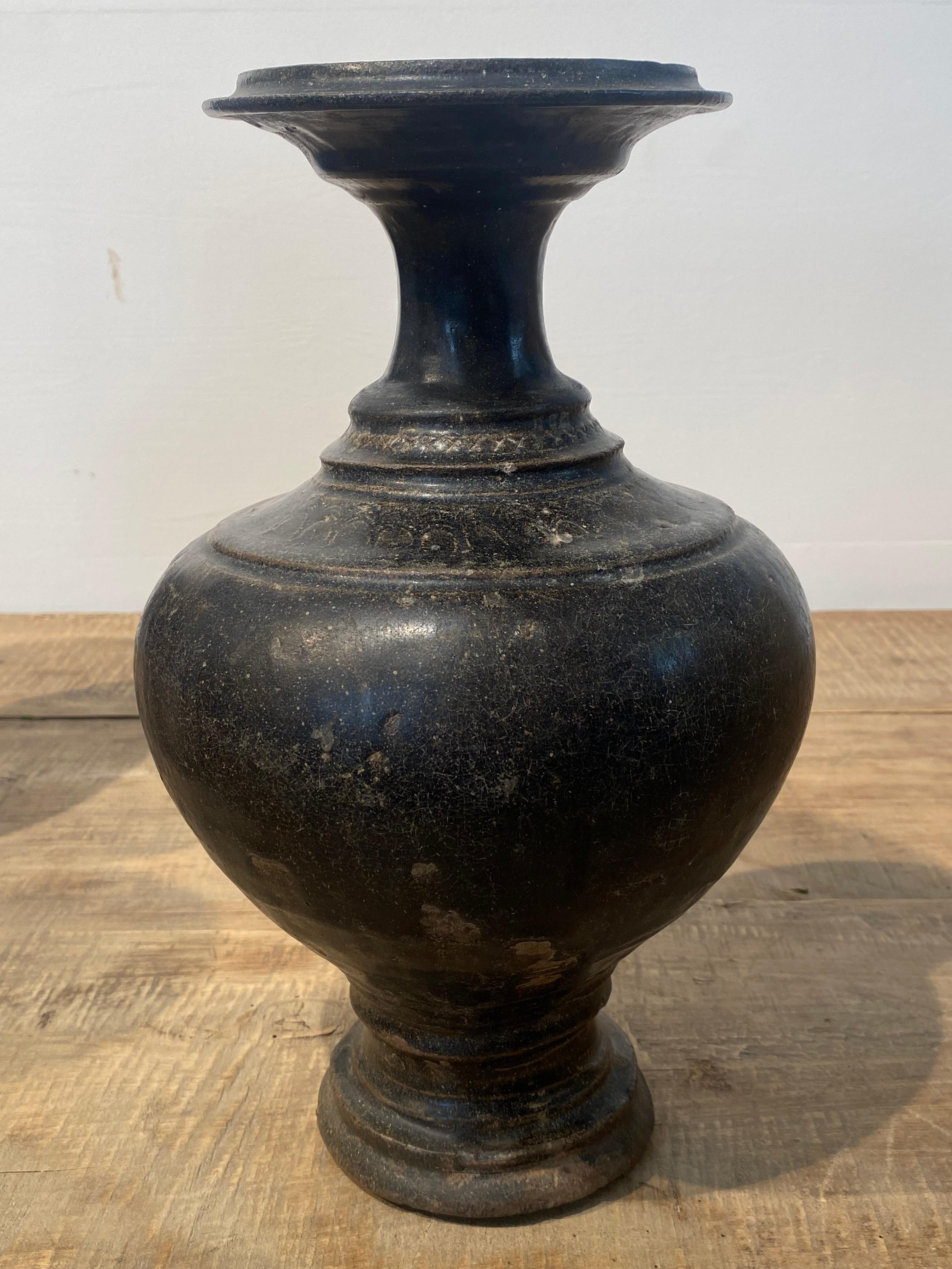 18th Century and Earlier Set of 3 Terracotta Khmer Vase For Sale