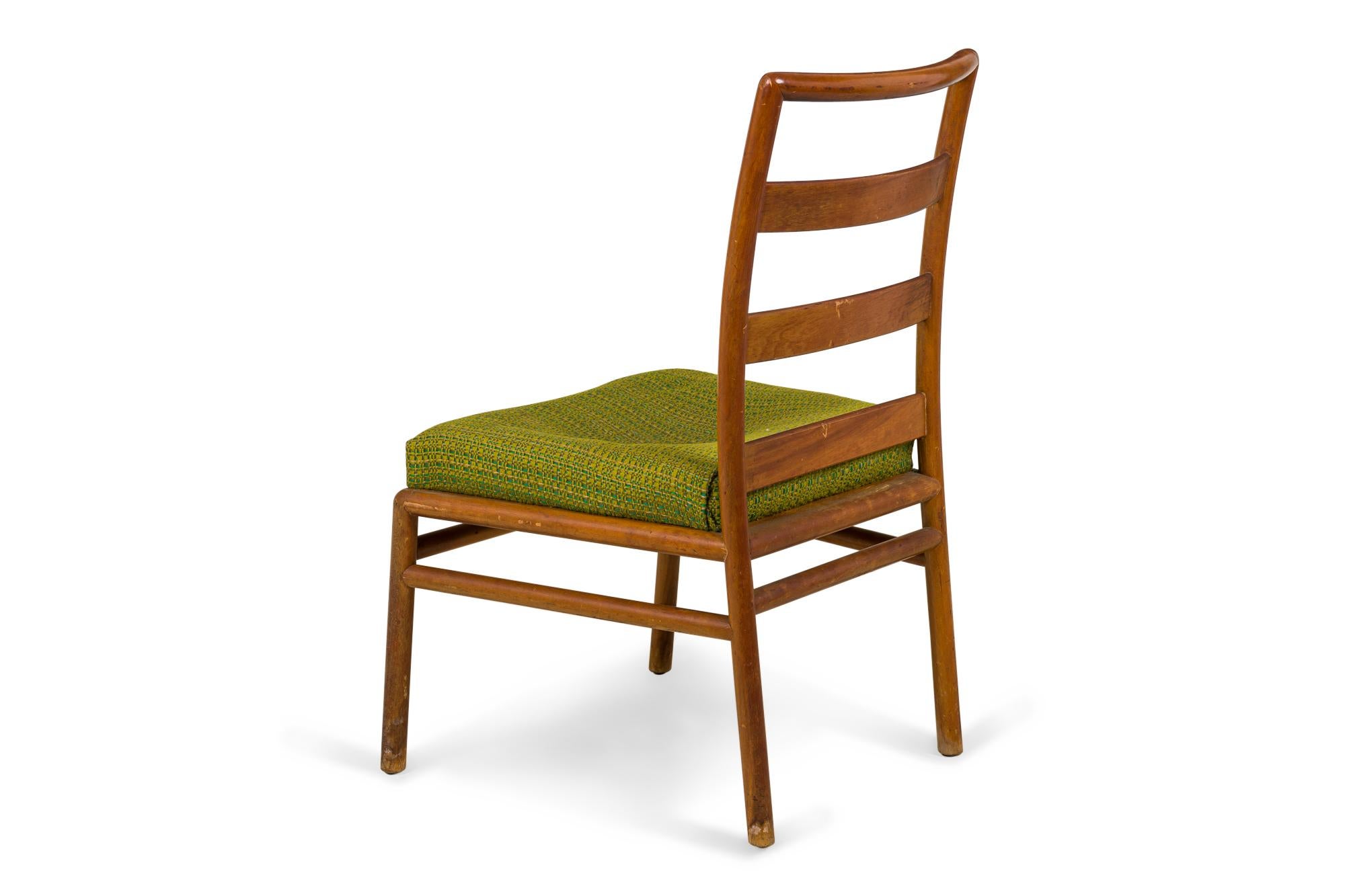 Set of 3 T.H. Robsjohn-Gibbings for Widdicomb Ladder Back Green Seat Dining Chai For Sale 4