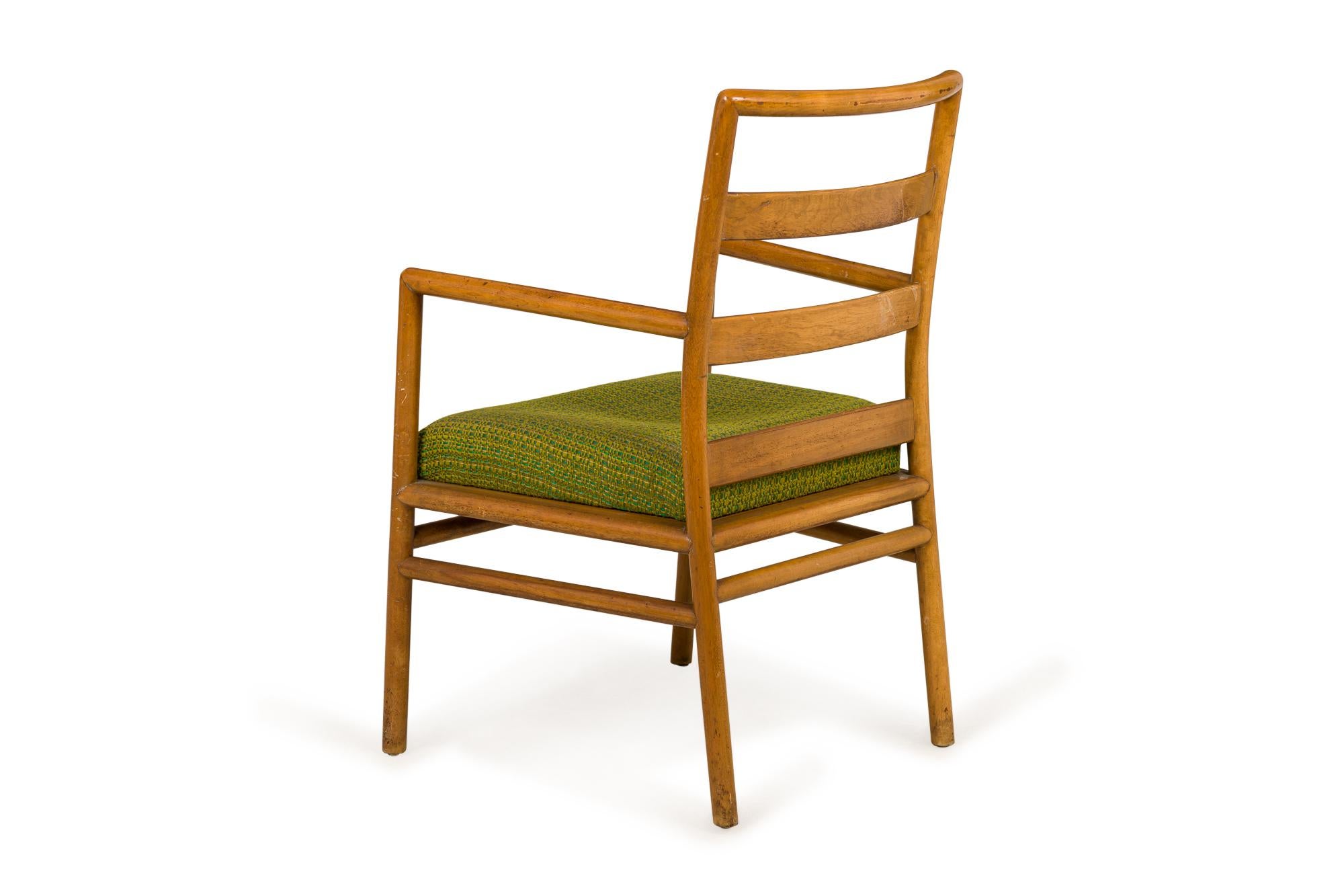 20th Century Set of 3 T.H. Robsjohn-Gibbings for Widdicomb Ladder Back Green Seat Dining Chai For Sale